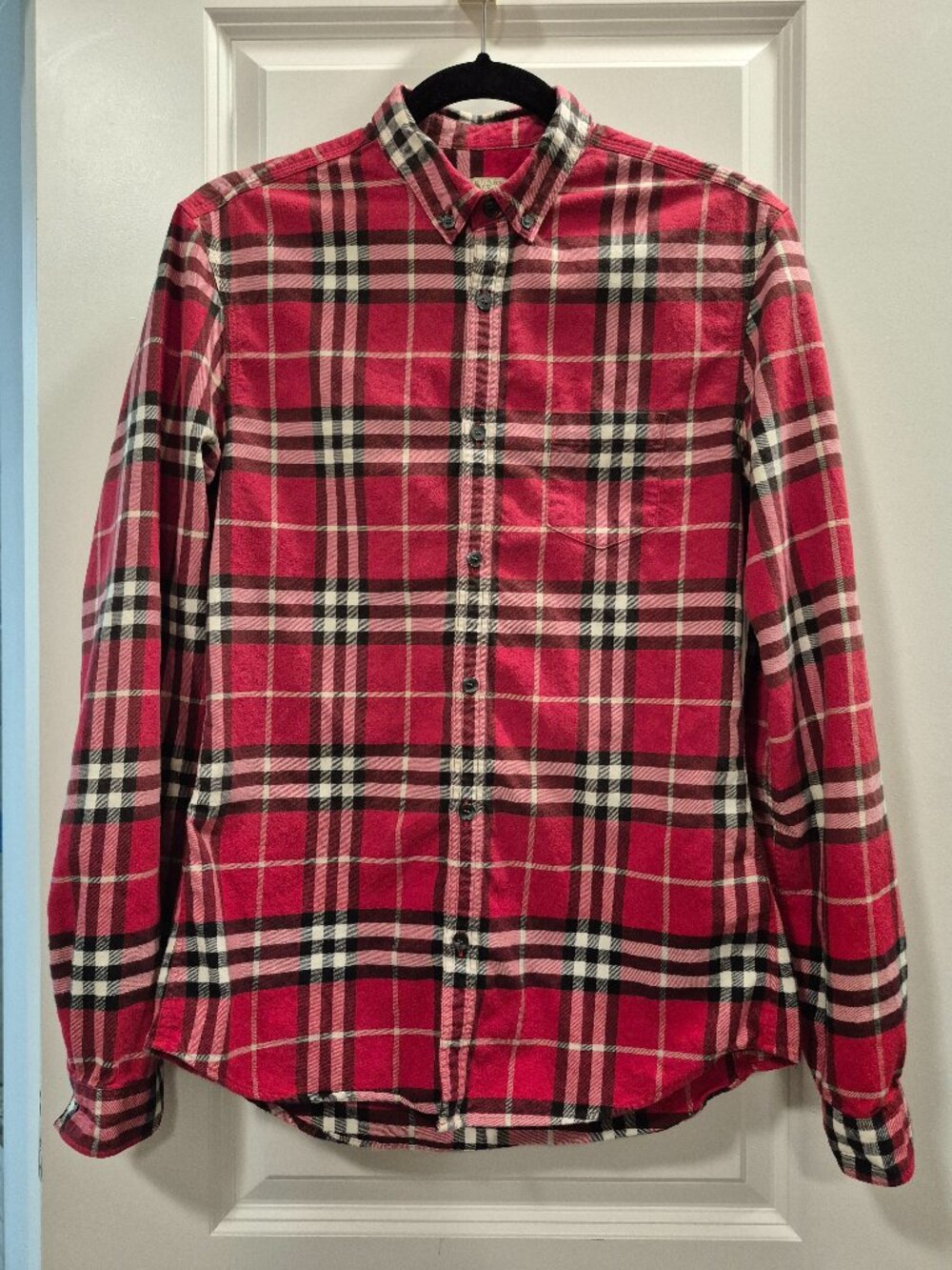 Burberry Brit Red Plaid Check Long Sleeve Button-Down Shirt Size S
